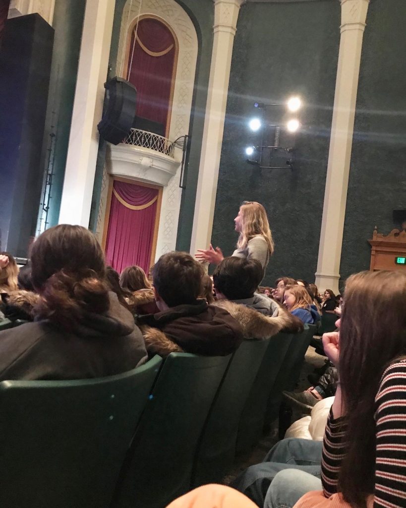 Girls asking Q&A at Sundance film