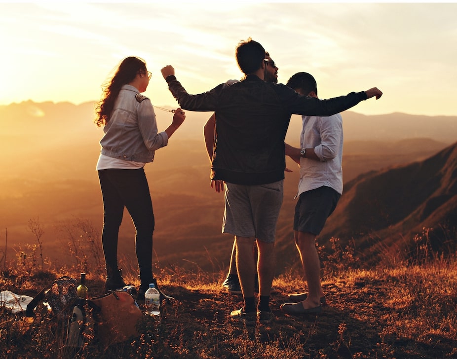 Teens on mountain